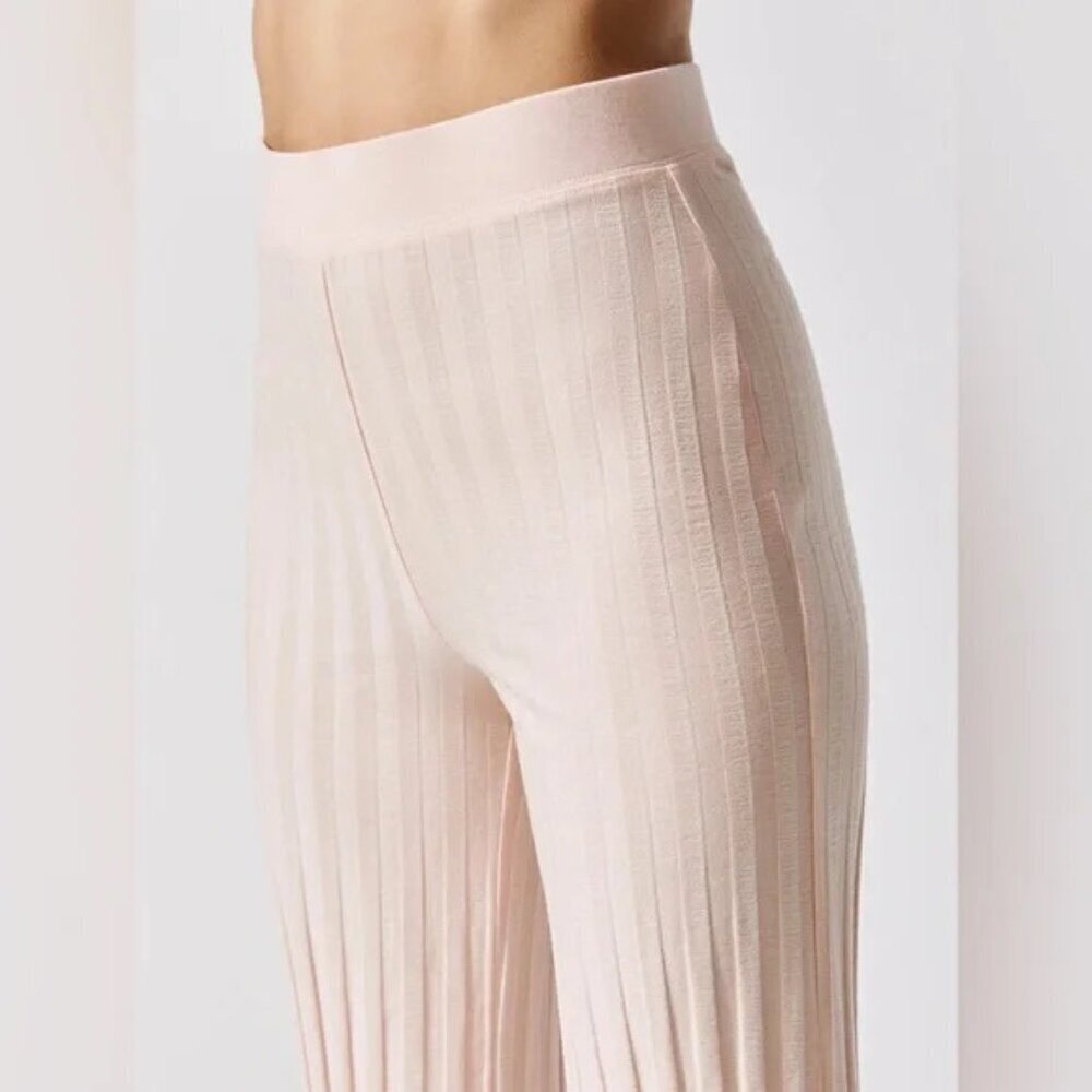 Jonathan Simkhai 2 Piece SET Ribbed.Bralette and Wide Leg Pant in Rosebud Size S - Picture 5 of 7